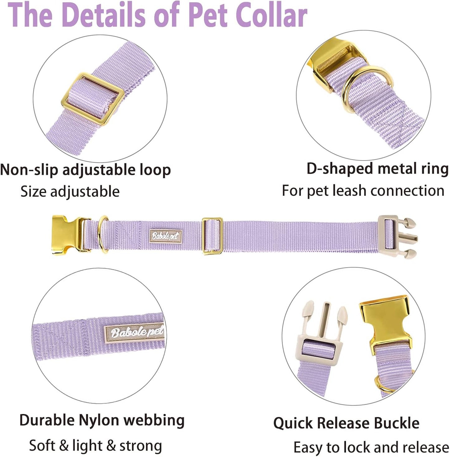 Adjustable Nylon Dog Collar – Soft Webbing Collar with Metal Safety Buckle for Small, Medium & Large Dogs