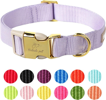 Adjustable Nylon Dog Collar – Soft Webbing Collar with Metal Safety Buckle for Small, Medium & Large Dogs