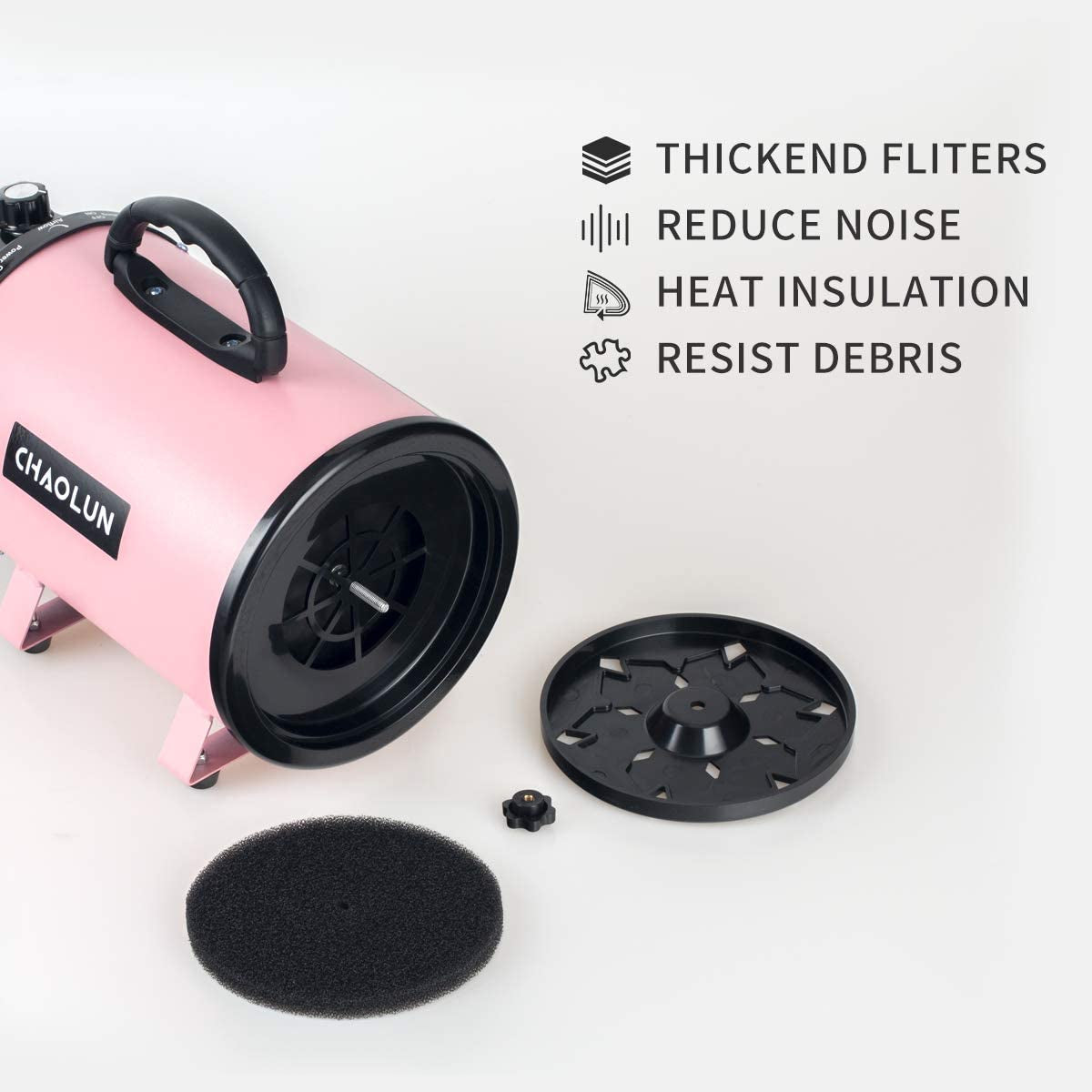 High-Velocity Pet Dryer™ – Adjustable Grooming Dryer with Heat, 3 Nozzles & Grooming Comb
