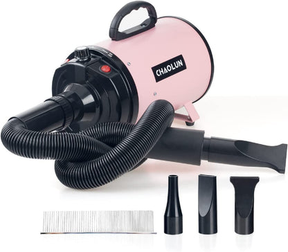 High-Velocity Pet Dryer™ – Adjustable Grooming Dryer with Heat, 3 Nozzles & Grooming Comb